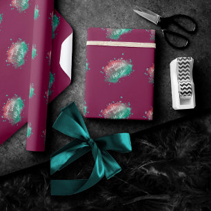 Twinkle Little Star Bold Magenta Pink Mint Green Wrapping Paper