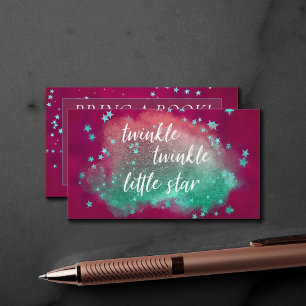 Twinkle Little Star Bold Pink Mint Bring a Book Enclosure Card
