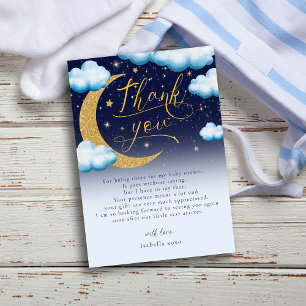 Twinkle Little Star Boy Baby Shower Thank You Card