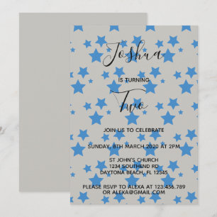 Twinkle Little Star Boy birthday invitation Blue