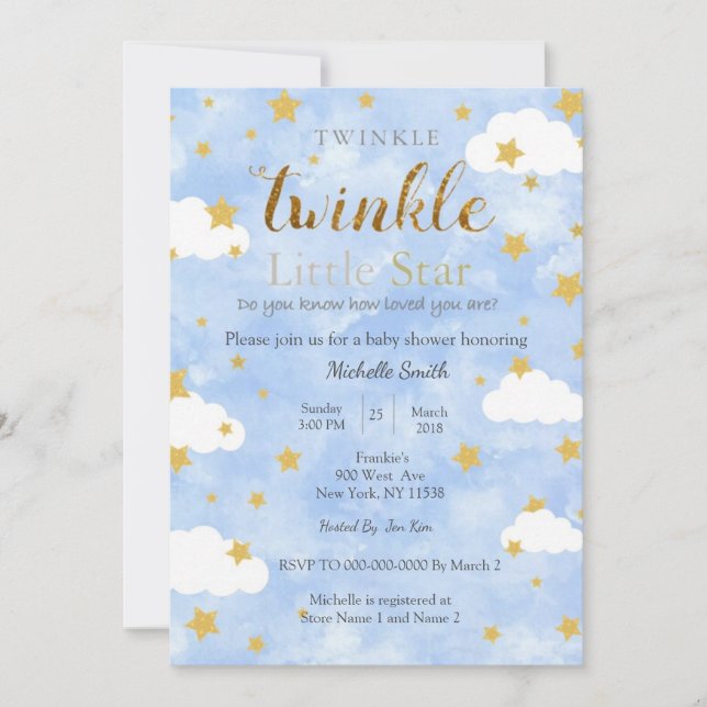 Twinkle Little Star Boy Invitation (Front)