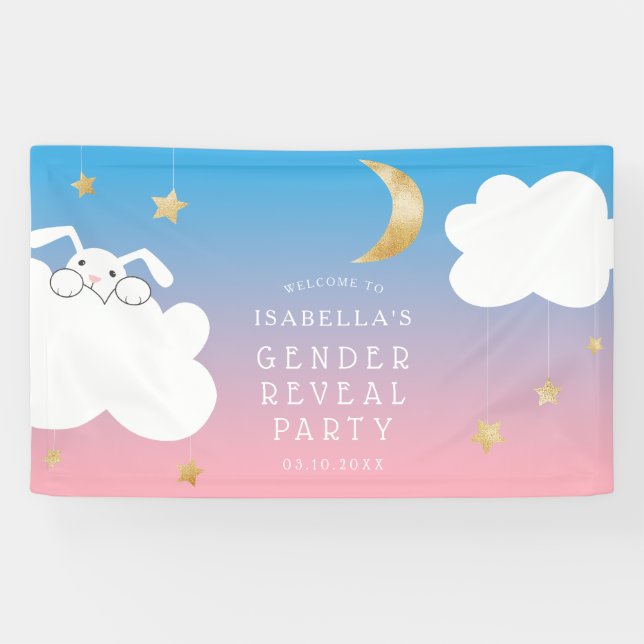 Twinkle Little Star Bunny Gender Reveal Welcome Banner (Horizontal)