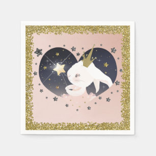 Twinkle Little Star Bunny Rabbit Peach Baby Shower Napkin