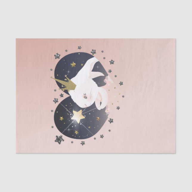 Twinkle Little Star Bunny Rabbit Peach Baby Shower Tissue Paper (Front)