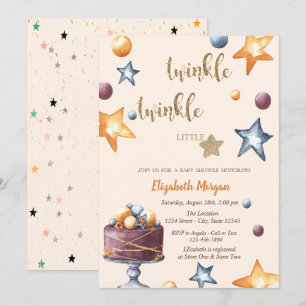 Twinkle Little Star Cake Stars Baby Shower Invitation