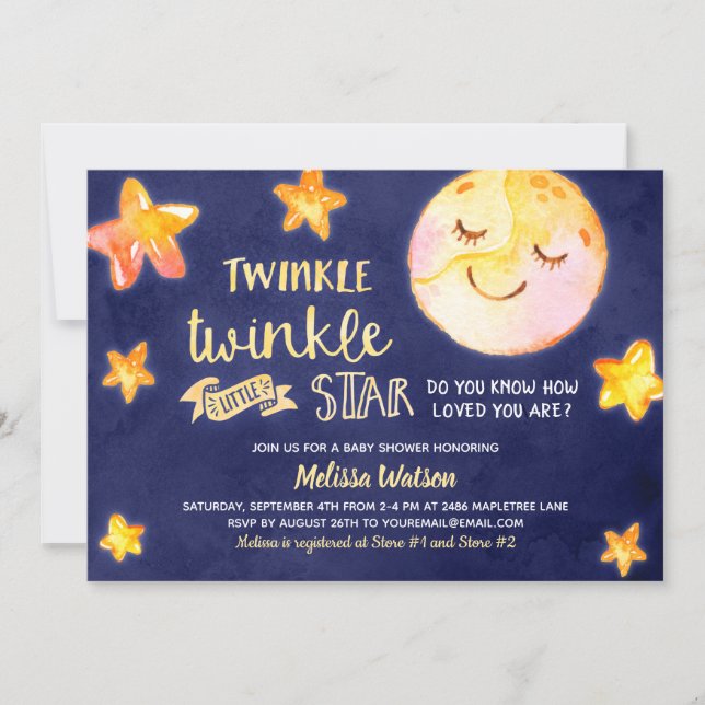 Twinkle Little Star Celestial Baby Shower Invitation (Front)