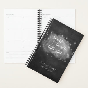Twinkle Little Star   Charcoal Grey and Silver Planner