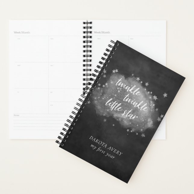 Twinkle Little Star | Charcoal Grey and Silver Planner (Display)