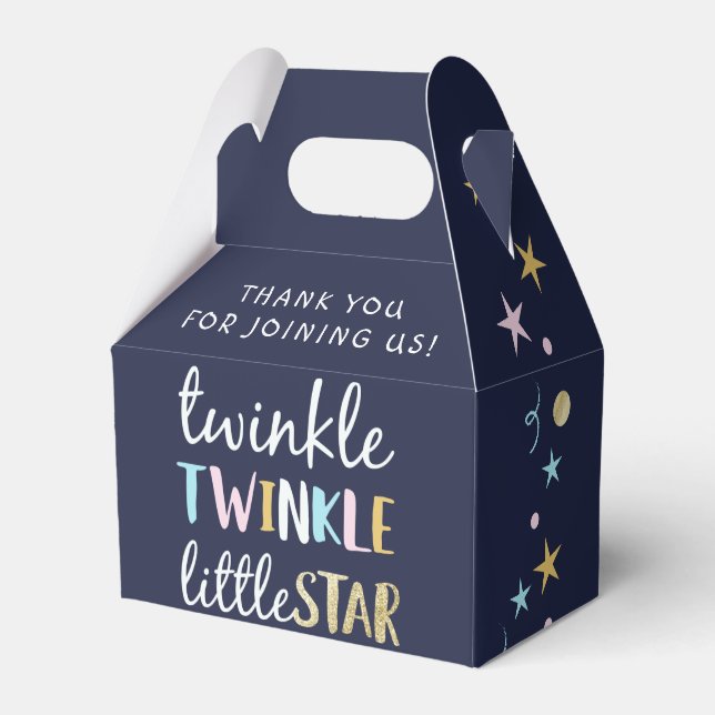 Twinkle Little Star Confetti & Blue Baby Shower Favour Box (Front Side)