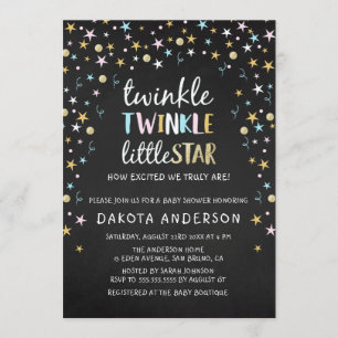 Twinkle Little Star Confetti & Chalk Baby Shower Invitation