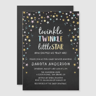Twinkle Little Star Confetti & Chalk Baby Shower Magnetic Invitation