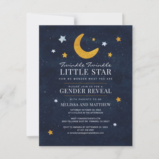 Twinkle Little Star Couples Baby Gender Reveal Invitation (Front)