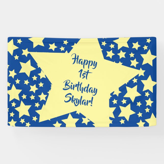 Twinkle Little Star Cute 1st Birthday Party Theme Banner (Horizontal)