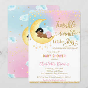 Twinkle Little Star Cute Little Girl Baby Shower Invitation