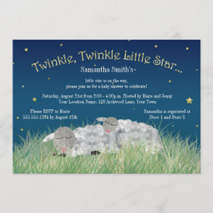 Twinkle Little Star Cute Sheep Baby Shower Invitation