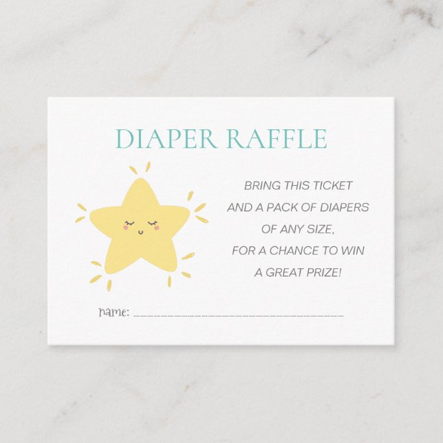 Twinkle Little Star Diaper Raffle Baby Shower Enclosure Card (Front)
