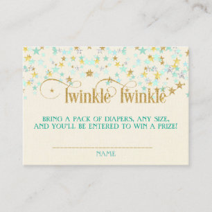 Twinkle Little Star Diaper Raffle Mint Gold Creme Enclosure Card