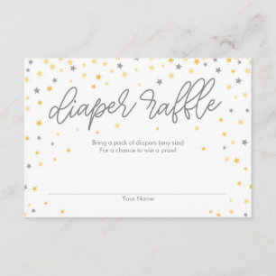 Twinkle Little Star Diaper Raffle Ticket Grey Enclosure Card