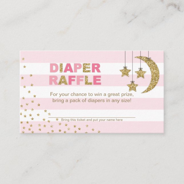 twinkle little star diaper raffle ticket pink gold enclosure card (Front)
