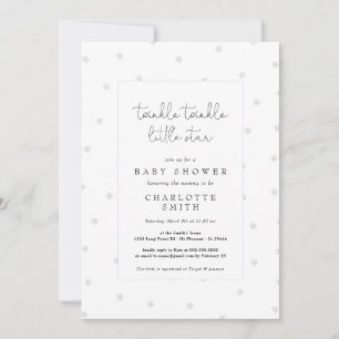 Twinkle Little Star Elegant Baby Shower Grey Invitation
