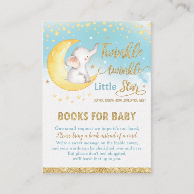 Twinkle Little Star Elephant Boy Bring a Book Enclosure Card (Front)