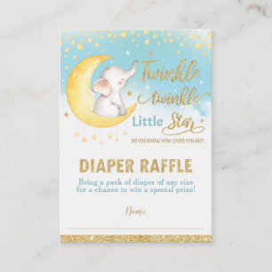 Twinkle Little Star Elephant Boy Diaper Raffle Enclosure Card