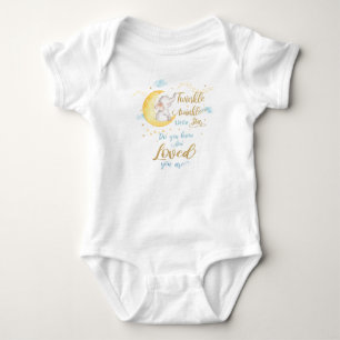 Twinkle Little Star Elephant Crescent Moon Blue Baby Bodysuit