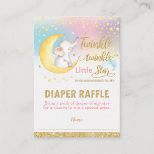 Twinkle Little Star Elephant Girl Diaper Raffle Enclosure Card