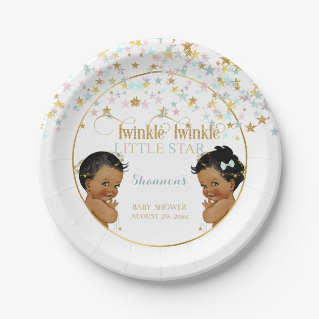 Twinkle Little Star Ethnic Baby Gender Neutral Paper Plate (Front)
