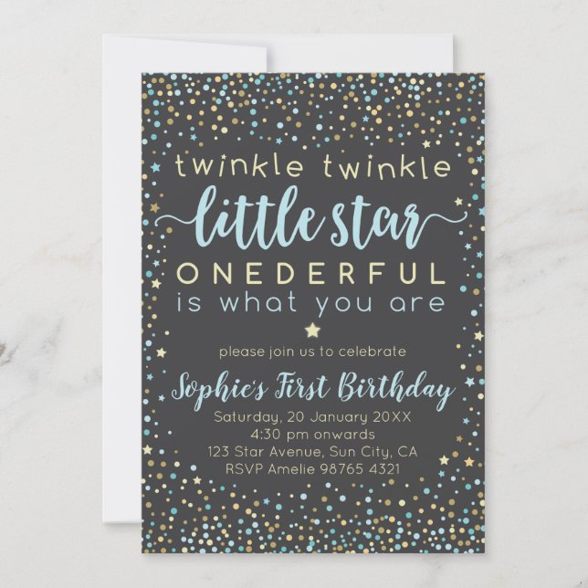 Twinkle Little Star | First Birthday Invitation (Front)