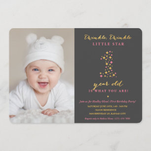 Twinkle Little Star First Birthday Invitations