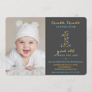 Twinkle Little Star First Birthday Invitations Boy