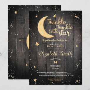 Twinkle little star gender neutral baby shower invitation