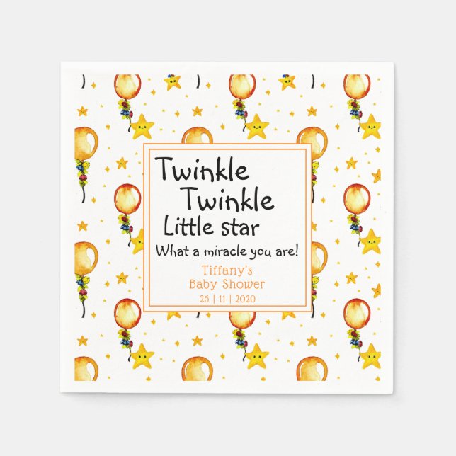 Twinkle Little Star Gender Neutral Baby Shower Napkin (Front)