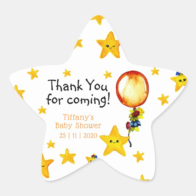 Twinkle Little Star Gender Neutral Baby Shower Sticker (Front)