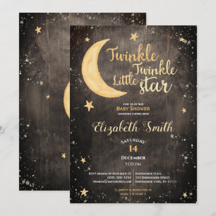 Twinkle little star gender neutral babyshower invitation