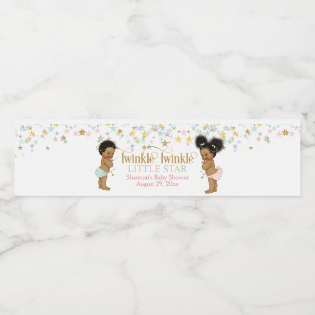 Twinkle Little Star Gender Neutral Ethnic Baby Water Bottle Label (Single Label)