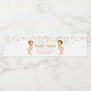 Twinkle Little Star Gender Neutral Vintage Baby Water Bottle Label
