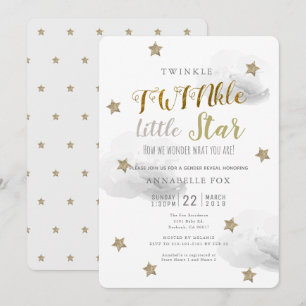 TWINkle Little Star Gender Reveal Baby Shower Invitation