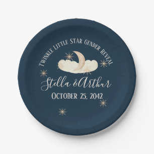 Twinkle Little Star Gender Reveal Celestial Paper Plate