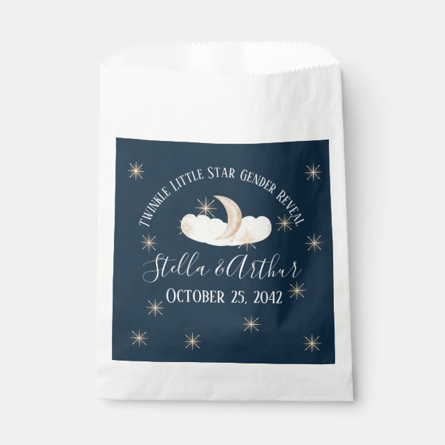 Twinkle Little Star Gender Reveal– Celestial Party Favour Bags (Front)