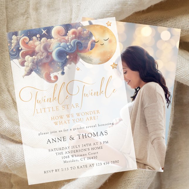 Twinkle Little Star Gender Reveal Custom Party  Vellum Invitations (Creator Uploaded)