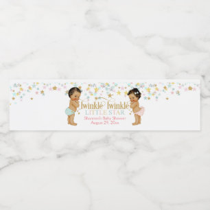 Twinkle Little Star Gender Reveal Ethnic Water Bottle Label