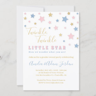 Twinkle Little Star Gender Reveal Invitation