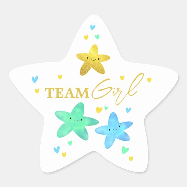 Twinkle Little Star Gender Reveal Team Girl Star Sticker (Front)