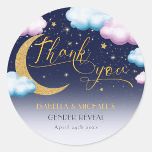 Twinkle Little Star Gender Reveal Thank You Classic Round Sticker