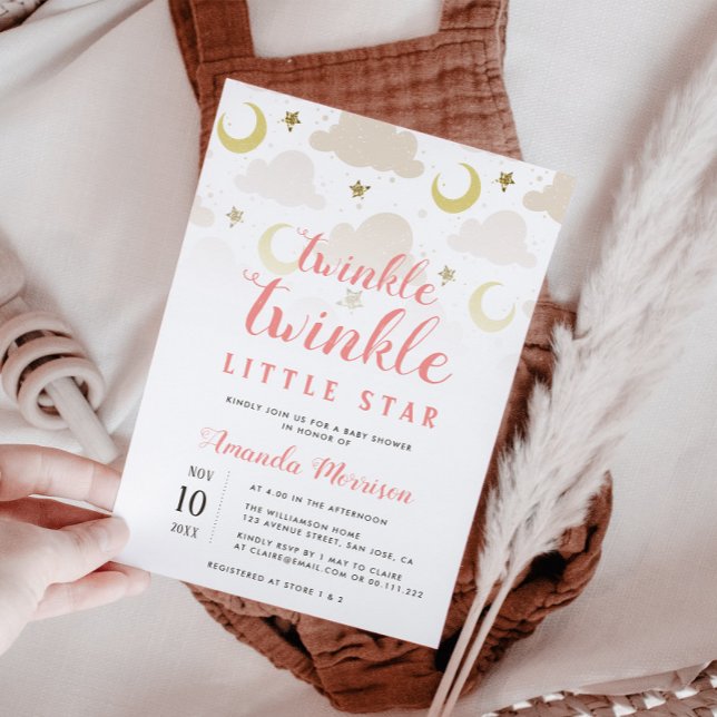twinkle little star girl baby shower invitation (Creator Uploaded)
