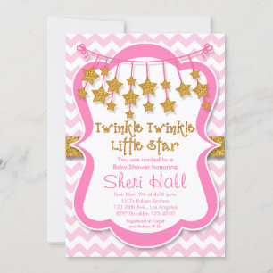 Twinkle Little Star Girl Baby Shower Invitation