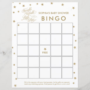 Twinkle Little Star Gold Baby Shower BINGO Game