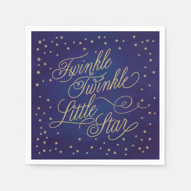 Twinkle Little Star Gold Baby Shower Napkins (Front)